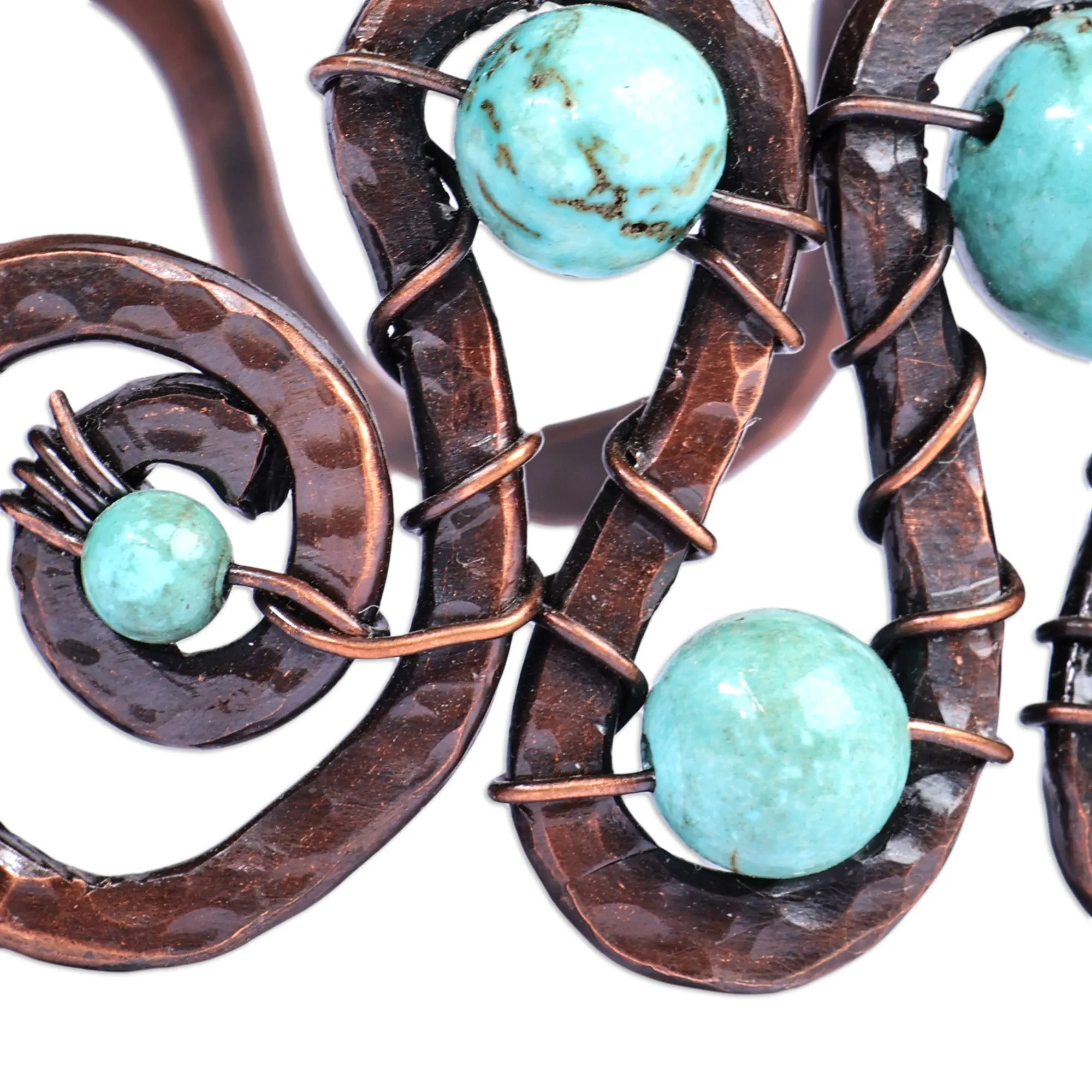 Traditional Reconstituted Turquoise and Copper Cuff Bracelet - Sevan's Rhythm | NOVICA