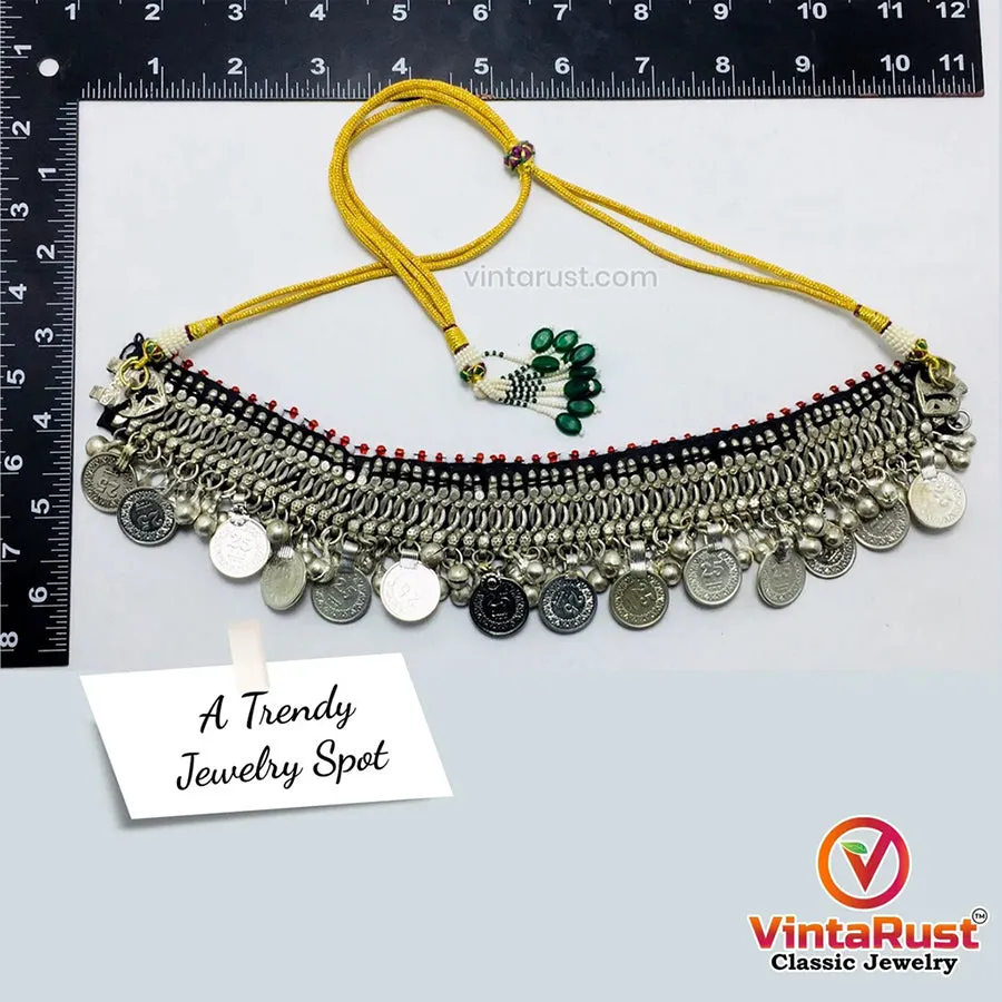 Tribal Coins and Silver Bells Choker Necklace