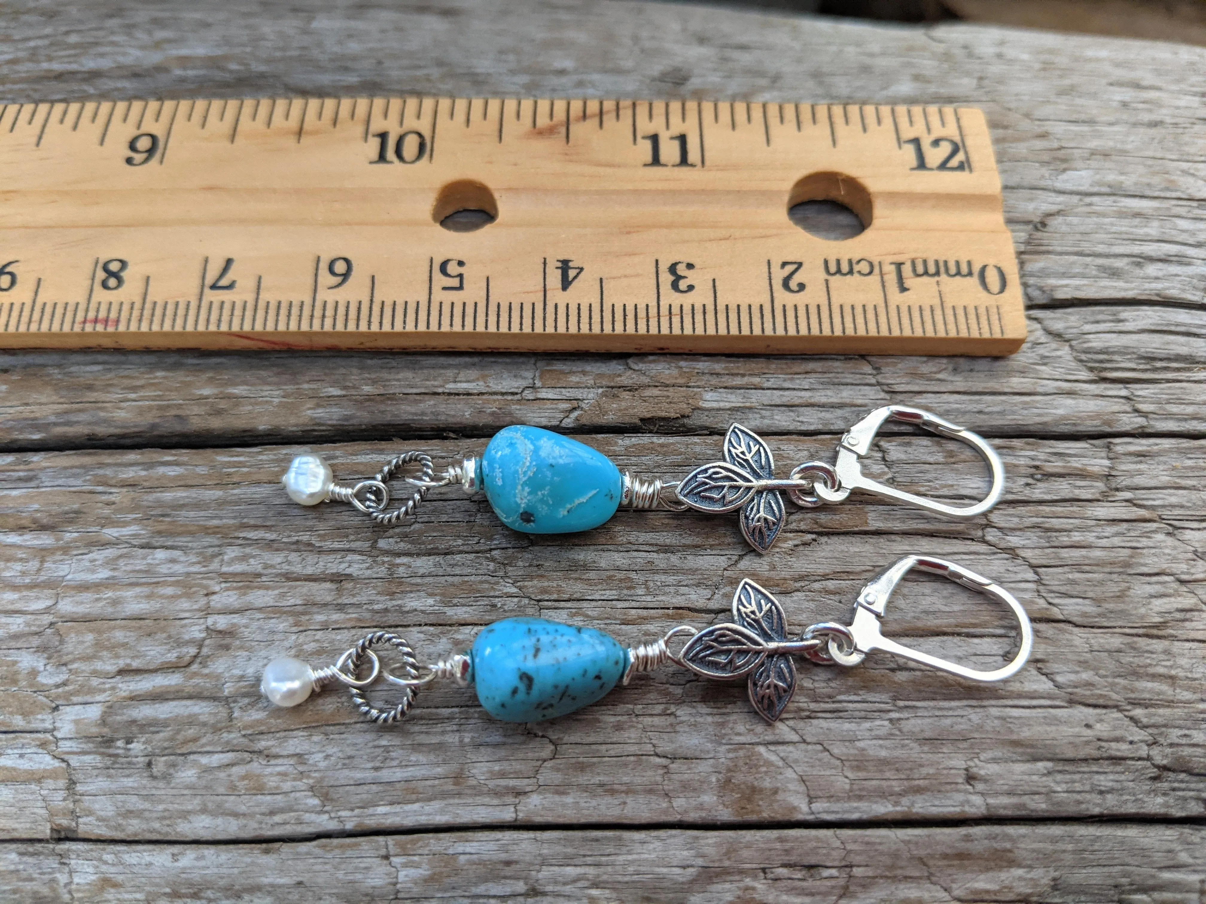 Turquoise & Pearl Artisan Earrings