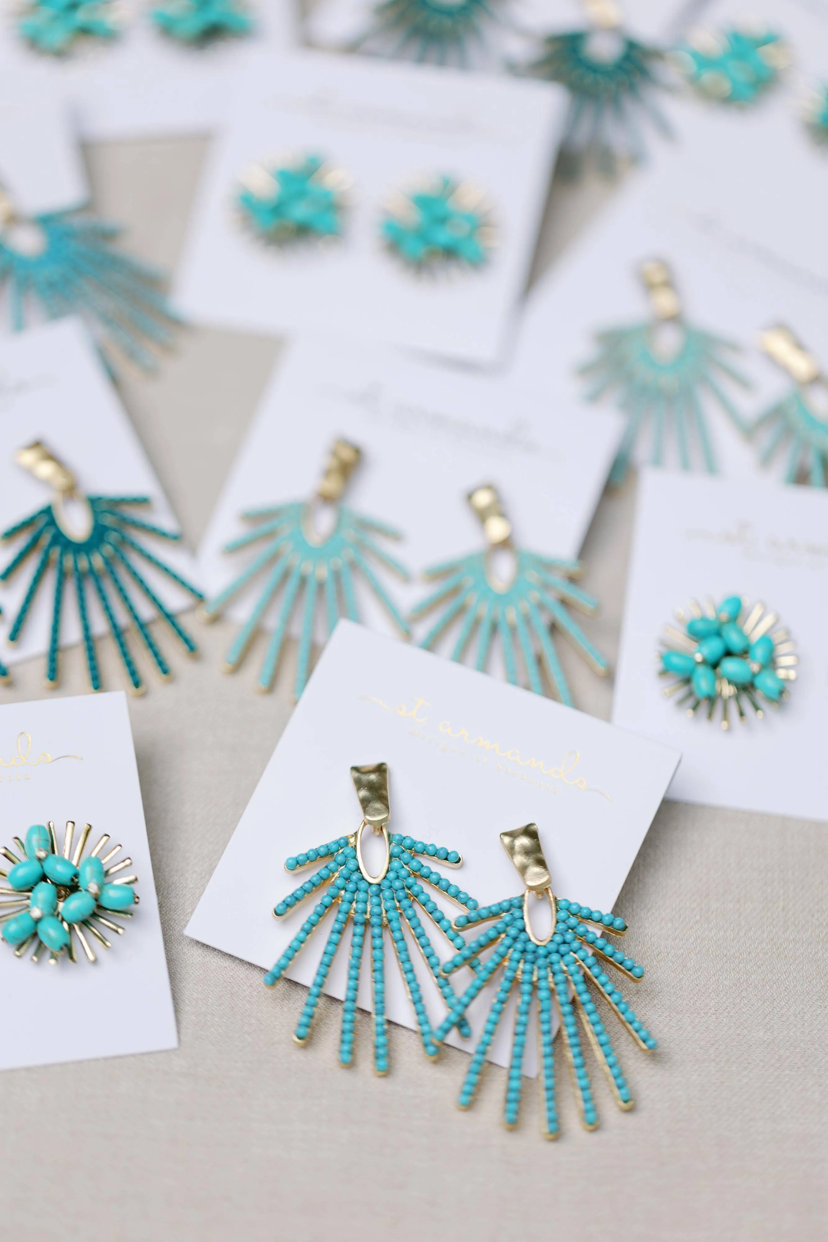 Turquoise Sunburst Statement Stud Earrings