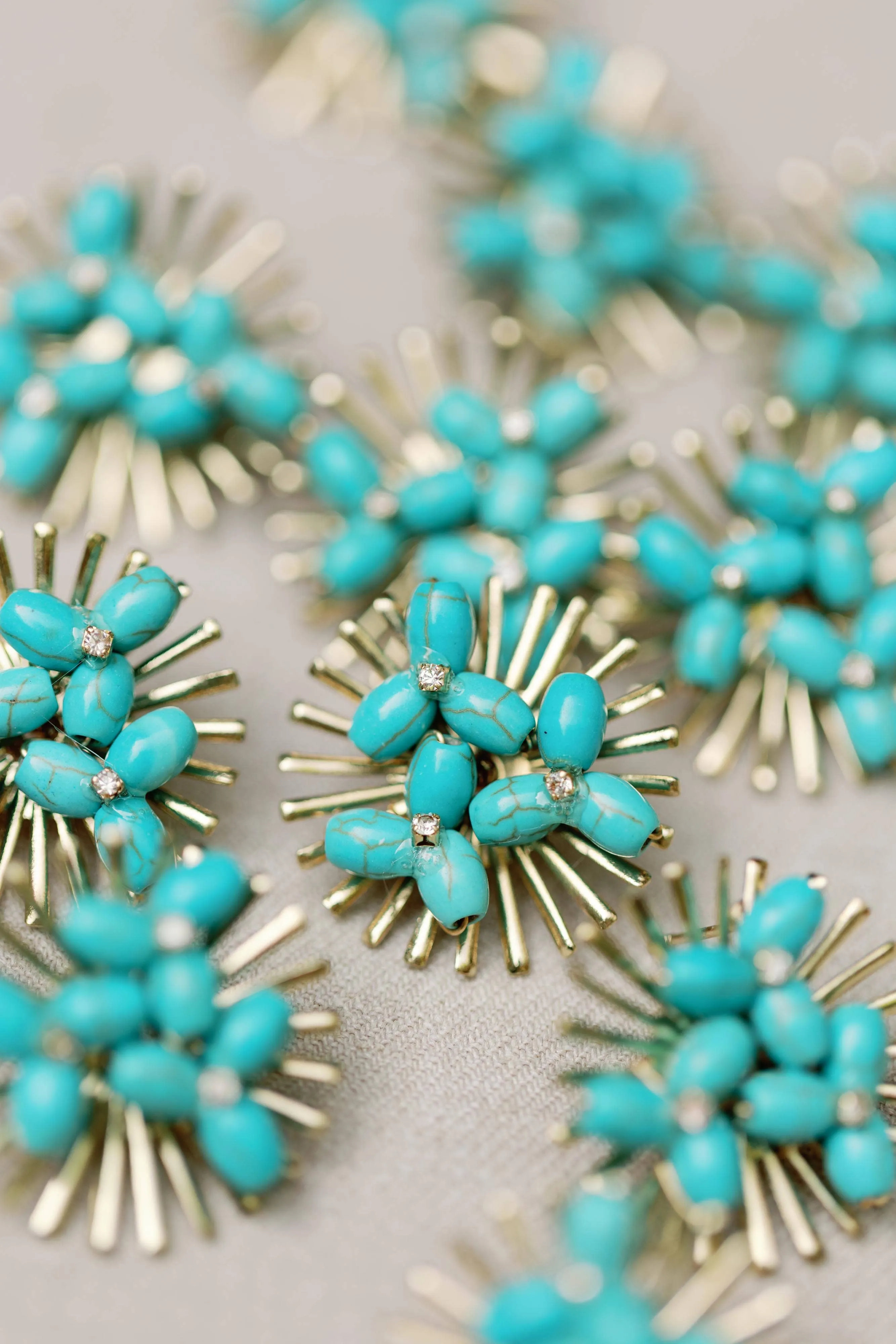 Turquoise Sunburst Statement Stud Earrings