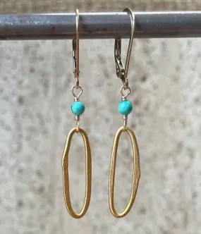 Turquoise Vermeil Oval Earrings