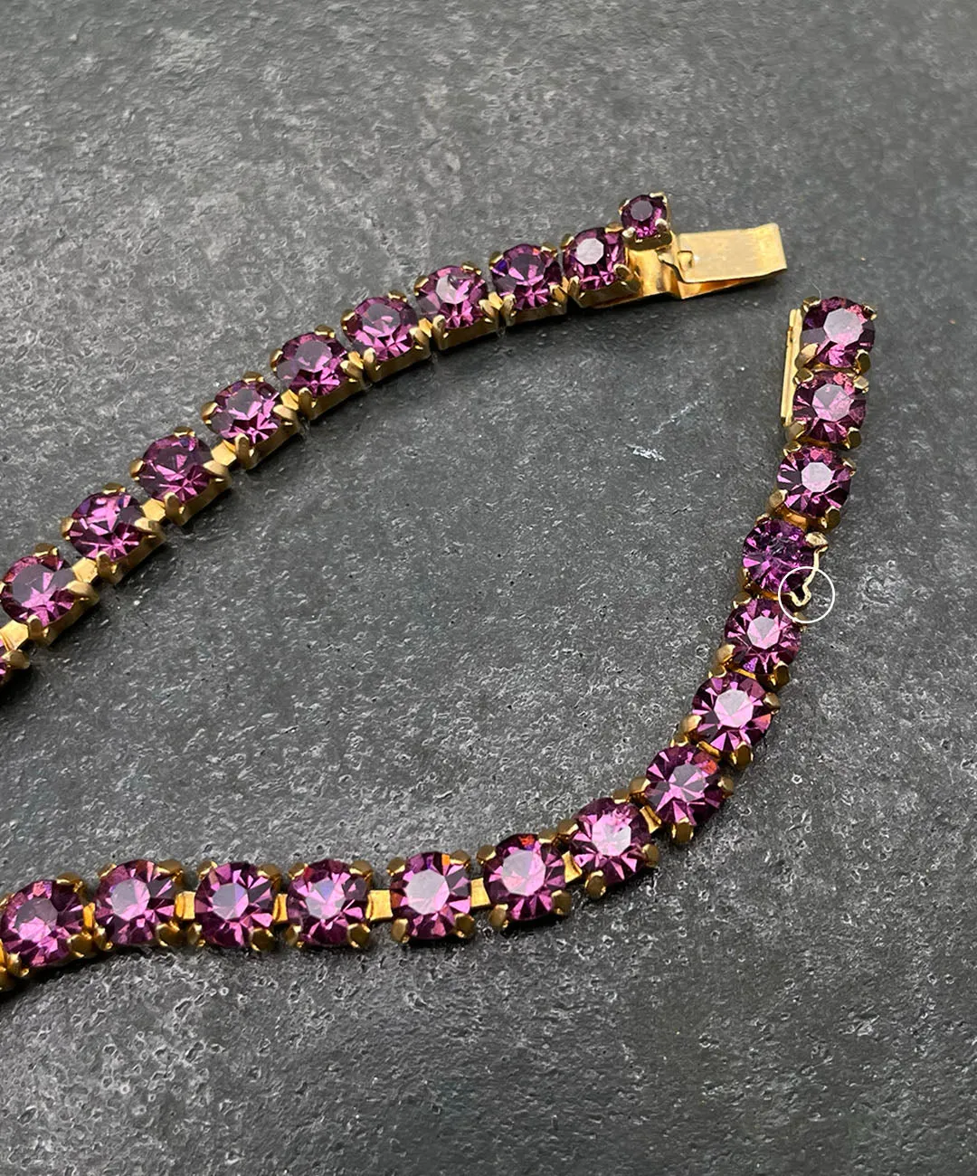 【UK買付】ヴィンテージ オパールガラス パープルビジュー ネックレス/Vintage Opal Glass Purple Bijou Necklace