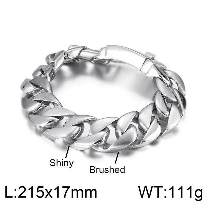 Urban Style Titanium Steel Men's Bracelet with Cuban Chain Detail