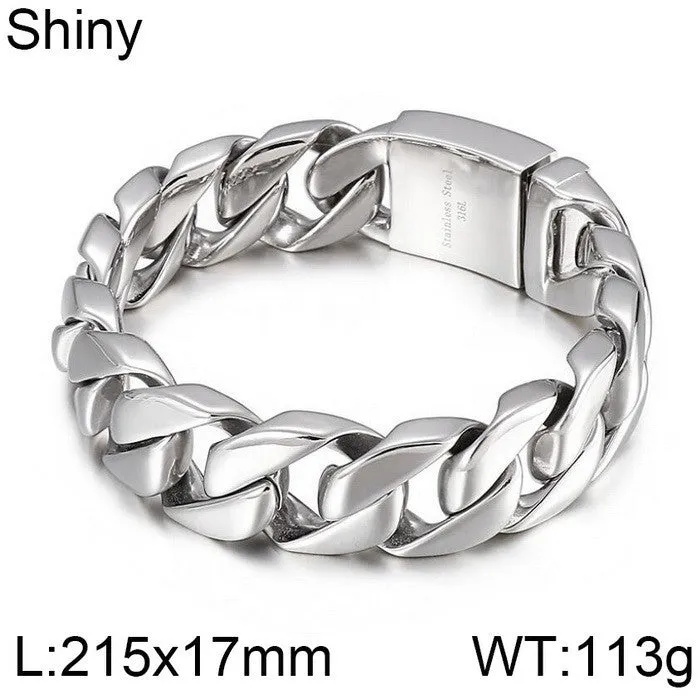 Urban Style Titanium Steel Men's Bracelet with Cuban Chain Detail