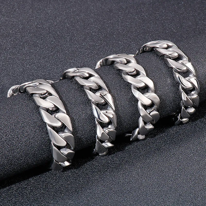 Urban Style Titanium Steel Men's Bracelet with Cuban Chain Detail