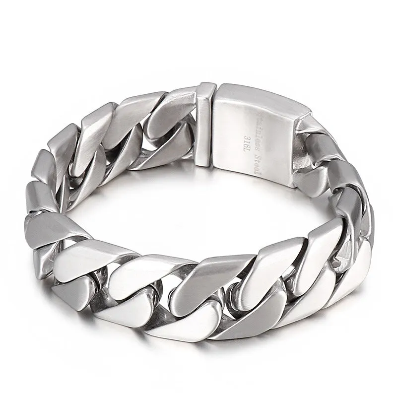 Urban Style Titanium Steel Men's Bracelet with Cuban Chain Detail