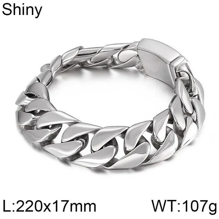 Urban Style Titanium Steel Men's Bracelet with Cuban Chain Detail