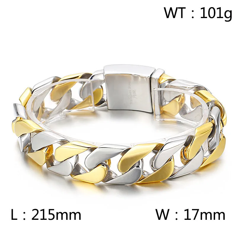 Urban Style Titanium Steel Men's Bracelet with Cuban Chain Detail