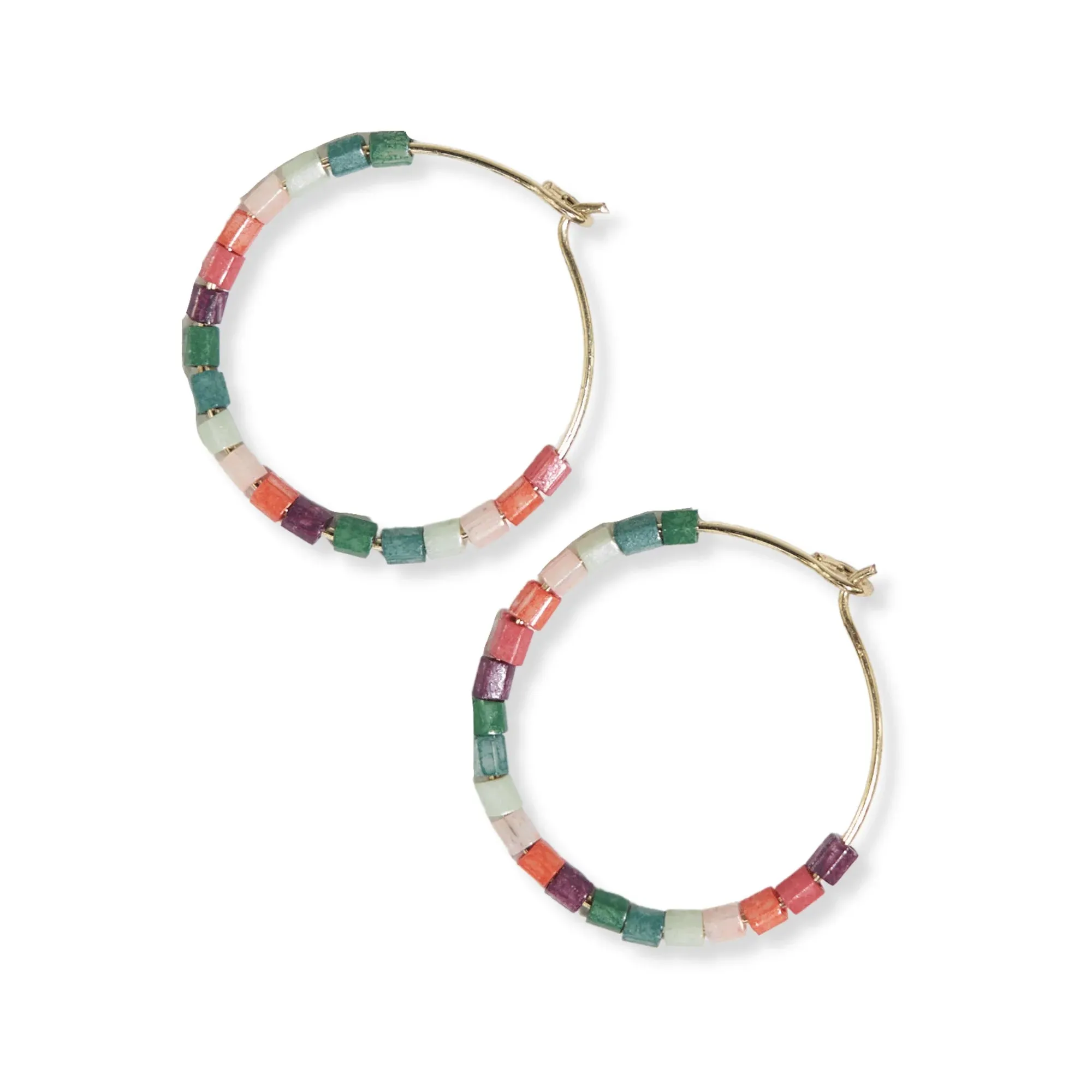 Victoria Mixed Beaded Hoop Earrings Port