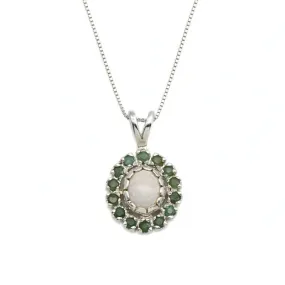 Victorian Opal Necklace - Opal Flower Necklace - White Green Pendant