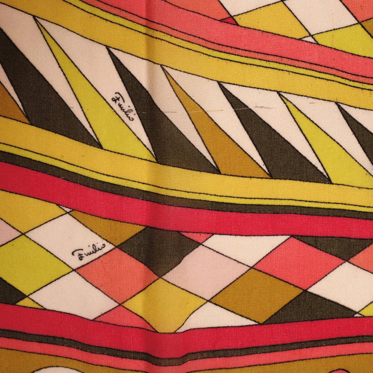 Vintage 1960s Emilio Pucci Mod Geometric Scarf Silk Chiffon Signed 36” w Original Package