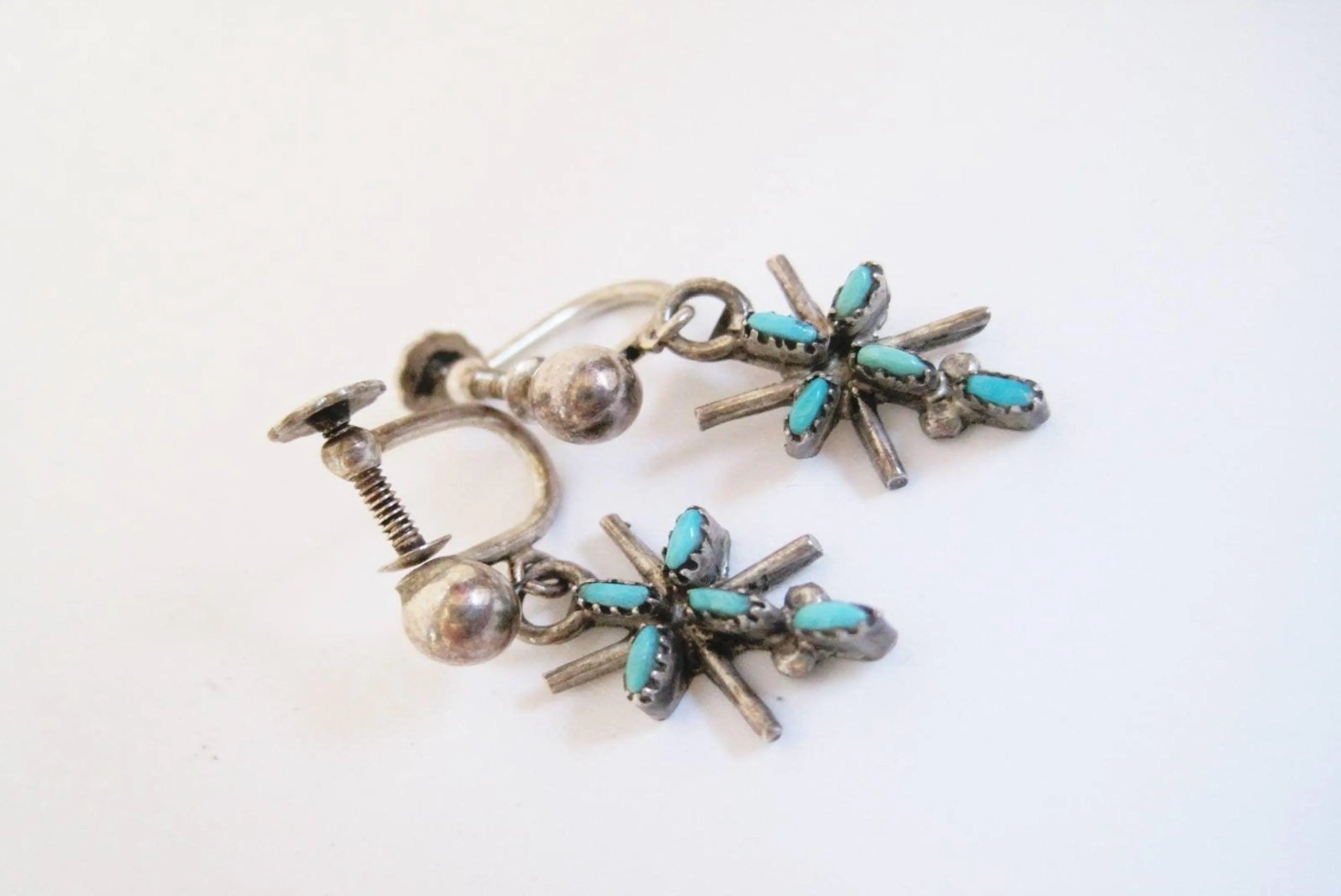 Vintage Native American Turquoise Cross Earrings