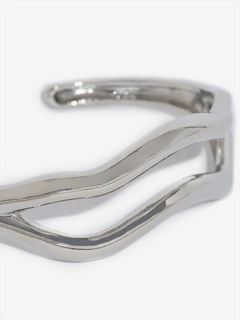 Westside Accessories Silver Puffy Open Cuff Bracelet