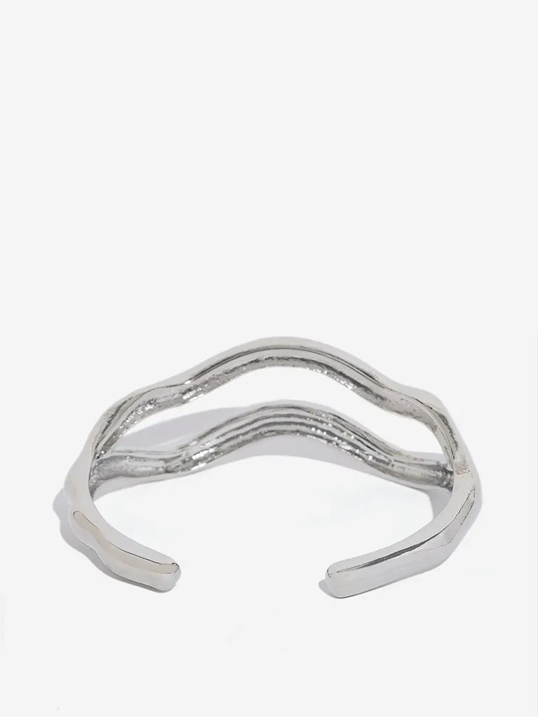 Westside Accessories Silver Puffy Open Cuff Bracelet