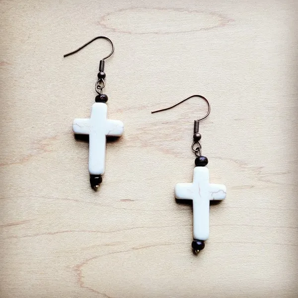 White Turquoise Cross Earrings - The Jewelry Junkie