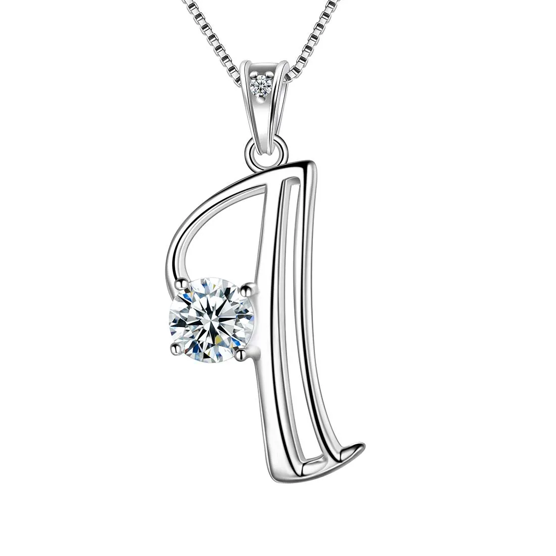 Women Initial I Letter Pendant Necklace Girl Name Jewelry Gift 925 Sterling Silver