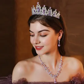 Women wedding bridal tiara crown three-piece set Internet celebrity model live broadcast jewelry wedding necklace earrings set