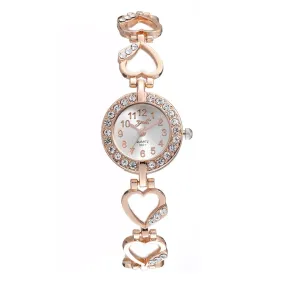 Women's Alloy Set Watch Women's Brace Lace Bracelet Peach Heart String Quartz Watch