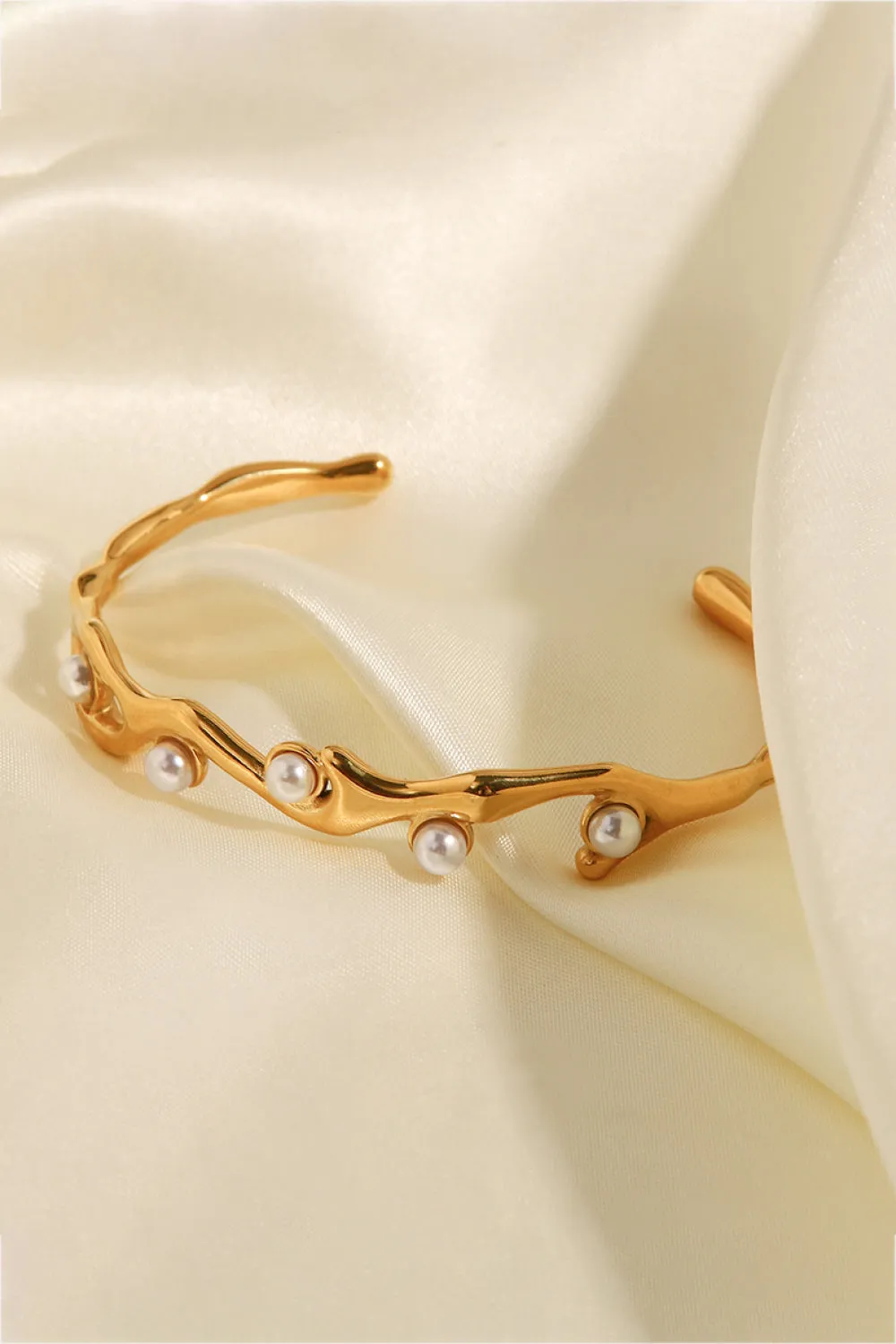 Women's Pearl Inlaid Open Bracelet