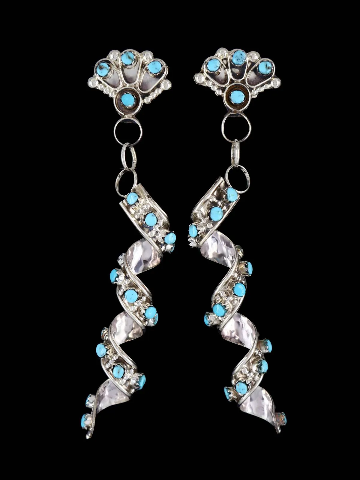 Zuni Sterling Silver Turquoise Twisted Post Earrings